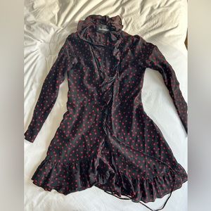 Realisation Par the Alexandra Dress (vintage) red/navy polka dot silk wrap dress